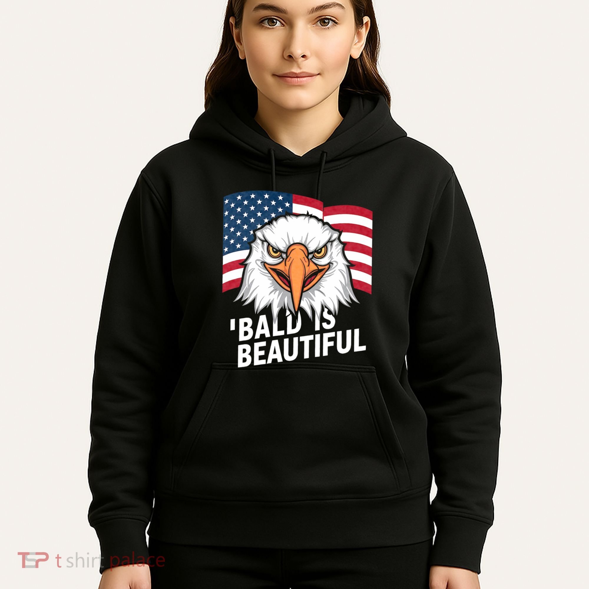 Funny Bald Is Beautiful Independence Day 4th July Eagle Gift Hoodie