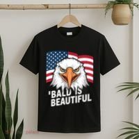 Funny Bald Is Beautiful Independence Day 4th July Eagle Gift T-Shirt thumb 2