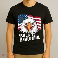 Funny Bald Is Beautiful Independence Day 4th July Eagle Gift T-Shirt thumb 3