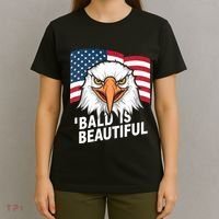 Funny Bald Is Beautiful Independence Day 4th July Eagle Gift T-Shirt thumb 4