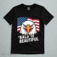Funny Bald Is Beautiful Independence Day 4th July Eagle Gift T-Shirt thumb 5