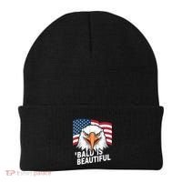 Funny Bald Is Beautiful Independence Day 4th July Eagle Gift Beanie thumb 0