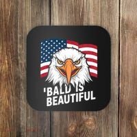 Funny Bald Is Beautiful Independence Day 4th July Eagle Gift Coaster thumb 0