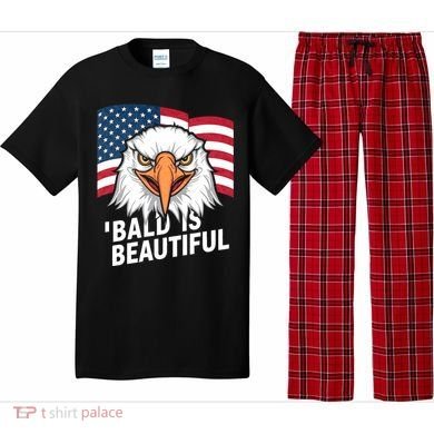 Funny Bald Is Beautiful Independence Day 4th July Eagle Gift Pajama Set