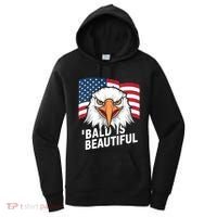 Funny Bald Is Beautiful Independence Day 4th July Eagle Gift Women's Hoodie thumb 0