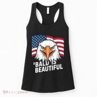 Funny Bald Is Beautiful Independence Day 4th July Eagle Gift Women's Tank Top thumb 0