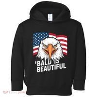 Funny Bald Is Beautiful Independence Day 4th July Eagle Gift Toddler Hoodie thumb 0