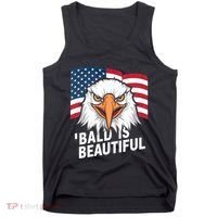 Funny Bald Is Beautiful Independence Day 4th July Eagle Gift Tank Top thumb 0