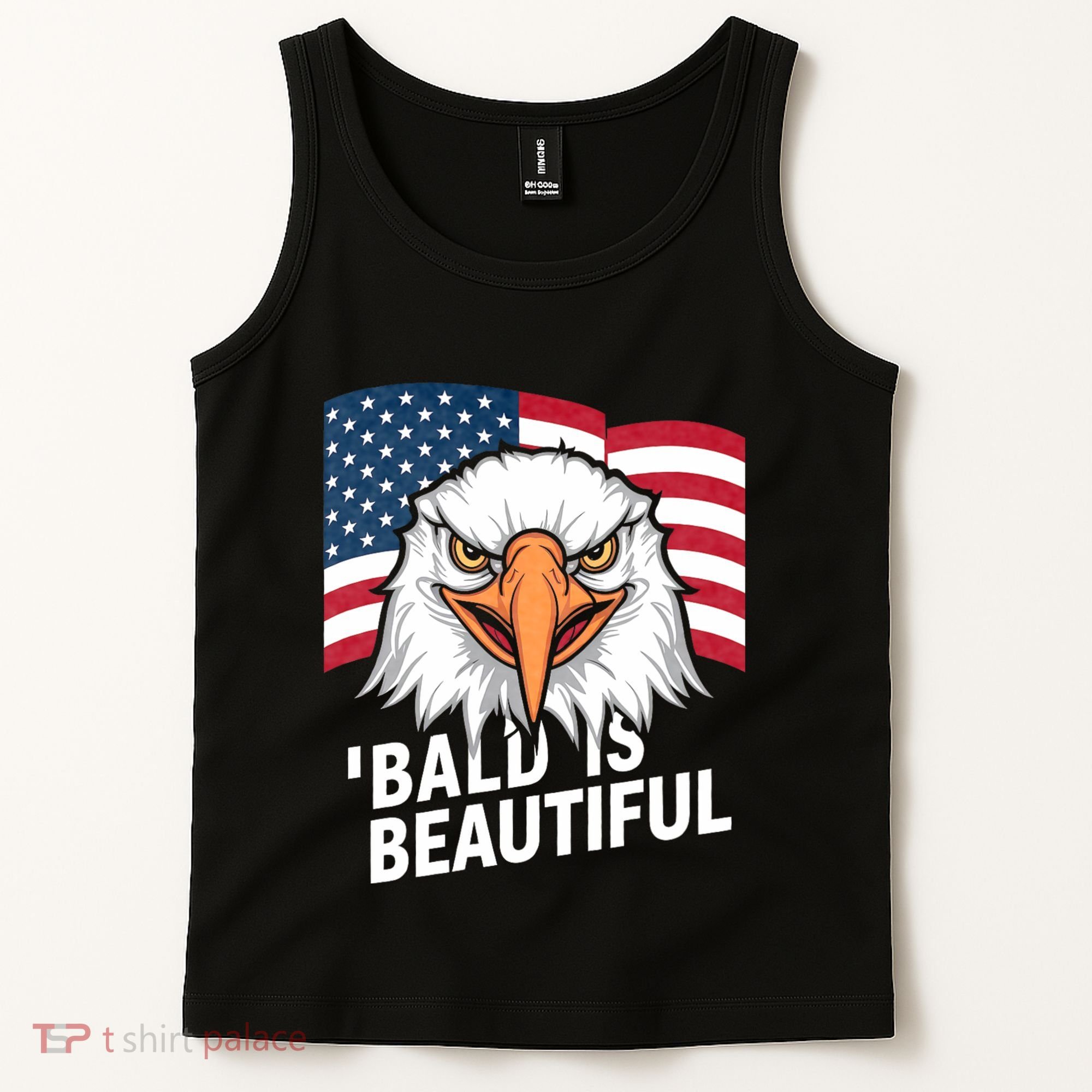 Funny Bald Is Beautiful Independence Day 4th July Eagle Gift Tank Top