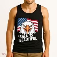Funny Bald Is Beautiful Independence Day 4th July Eagle Gift Tank Top thumb 3