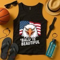 Funny Bald Is Beautiful Independence Day 4th July Eagle Gift Tank Top thumb 4
