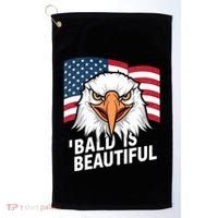 Funny Bald Is Beautiful Independence Day 4th July Eagle Gift Golf Towel thumb 0
