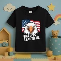 Funny Bald Is Beautiful Independence Day 4th July Eagle Gift Toddler T-Shirt thumb 3