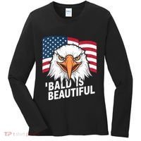 Funny Bald Is Beautiful Independence Day 4th July Eagle Gift Women's Long Sleeve Shirt thumb 0