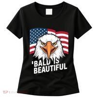 Funny Bald Is Beautiful Independence Day 4th July Eagle Gift Women's T-Shirt thumb 0