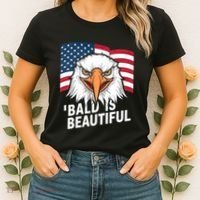 Funny Bald Is Beautiful Independence Day 4th July Eagle Gift Women's T-Shirt thumb 2