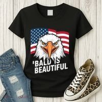 Funny Bald Is Beautiful Independence Day 4th July Eagle Gift Women's T-Shirt thumb 3