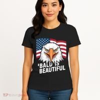 Funny Bald Is Beautiful Independence Day 4th July Eagle Gift Women's T-Shirt thumb 4