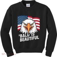 Funny Bald Is Beautiful Independence Day 4th July Eagle Gift Kids Sweatshirt thumb 0