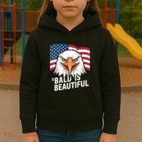 Funny Bald Is Beautiful Independence Day 4th July Eagle Gift Kids Hoodie thumb 3