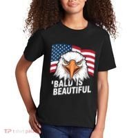 Funny Bald Is Beautiful Independence Day 4th July Eagle Gift Kids T-Shirt thumb 2