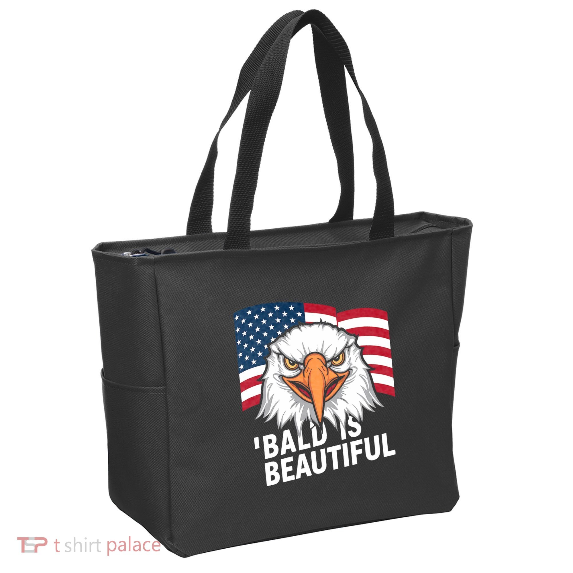 Funny Bald Is Beautiful Independence Day 4th July Eagle Gift Tote Bag
