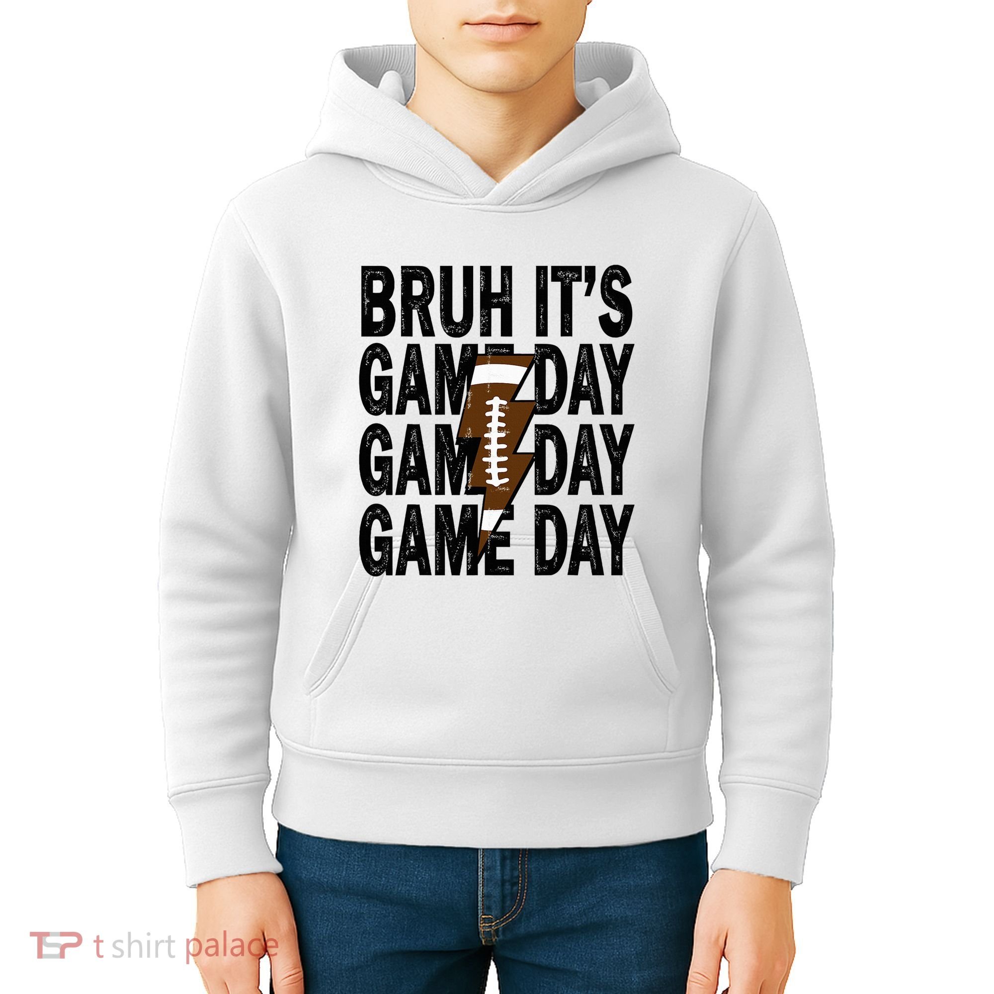 Football Bruh Its Game Day Football Kids Hoodie