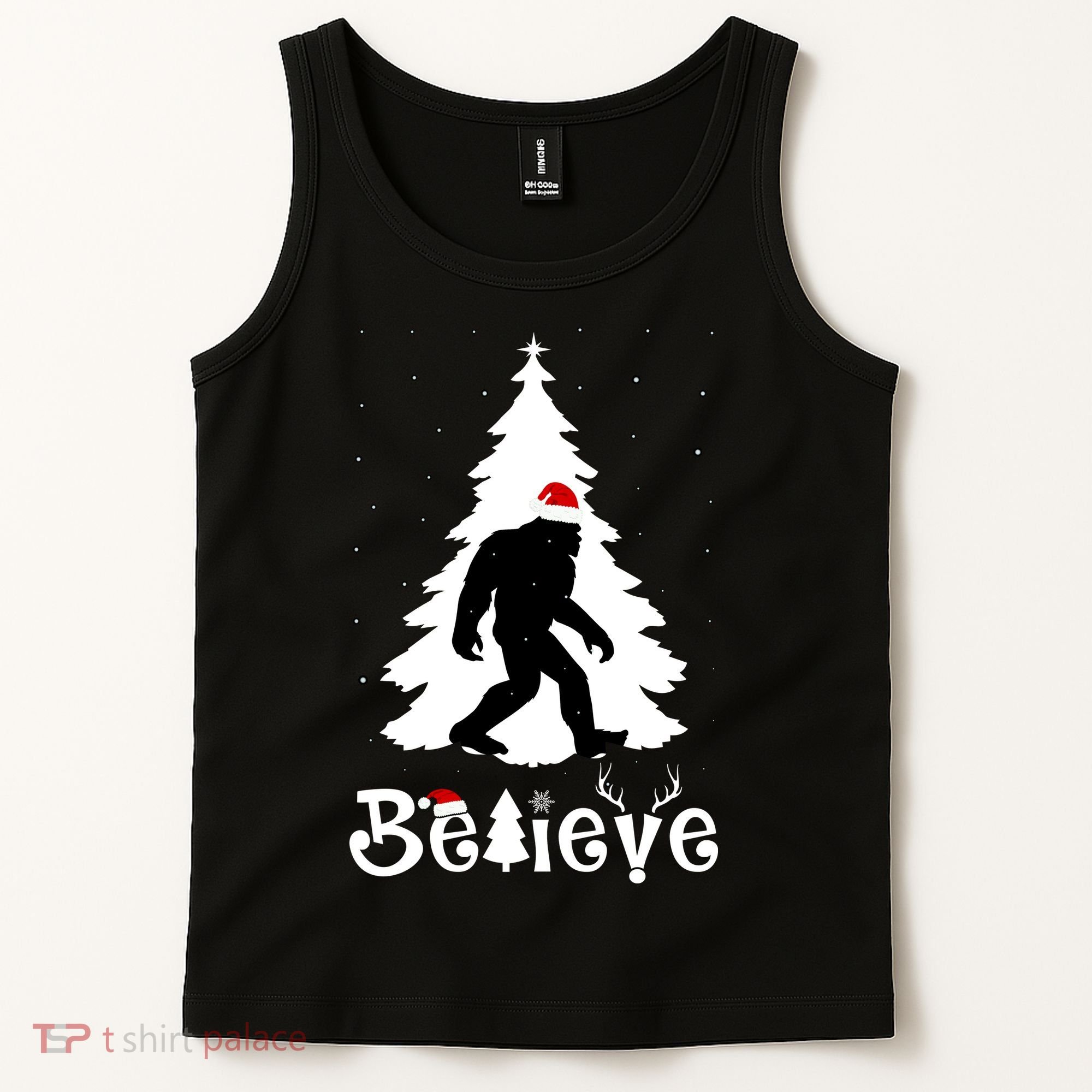 Funny Believe In Sasquatch Christmas Tank Top