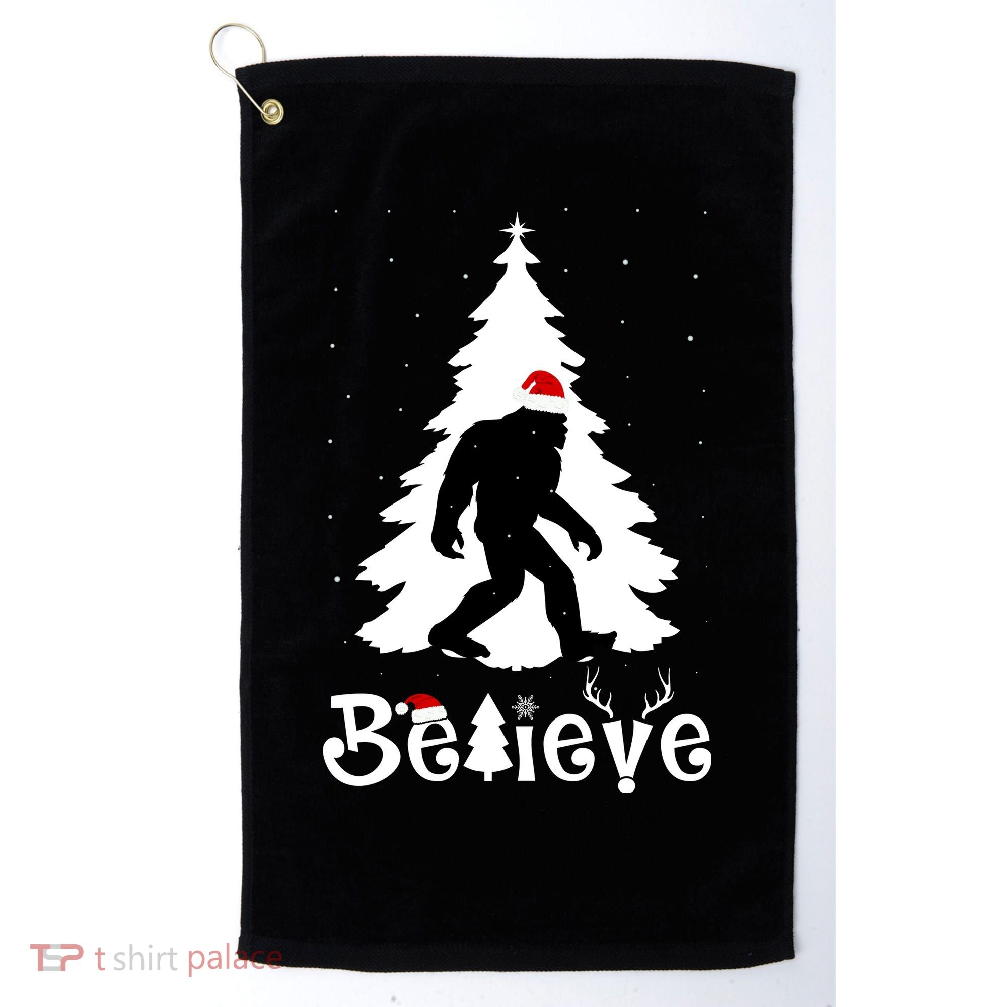 Funny Believe In Sasquatch Christmas Golf Towel