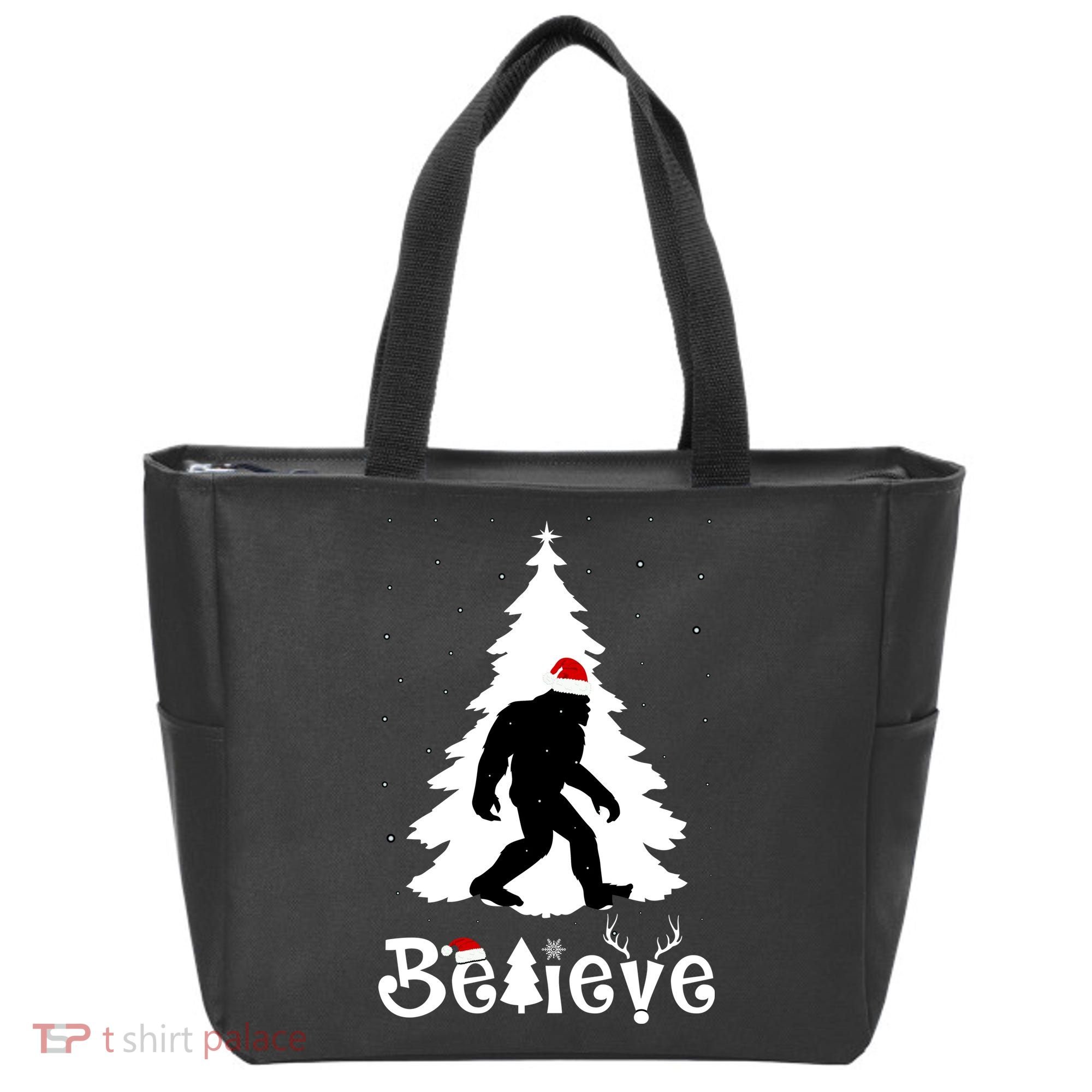 Funny Believe In Sasquatch Christmas Tote Bag