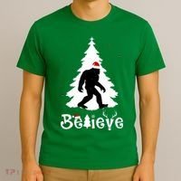 Funny Believe In Sasquatch Christmas T-Shirt thumb 3
