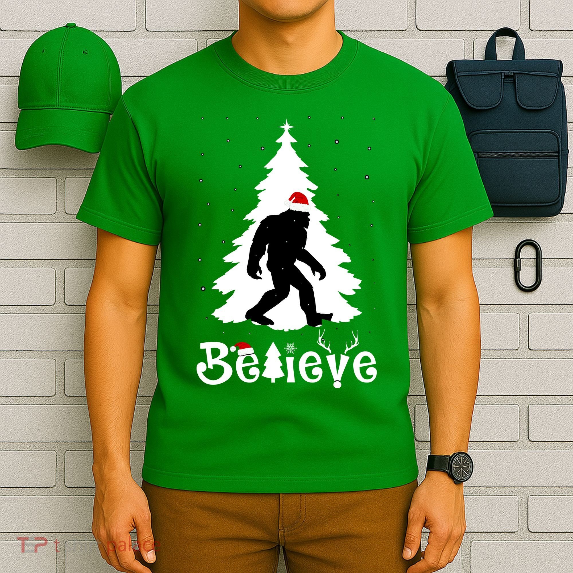 Funny Believe In Sasquatch Christmas T-Shirt