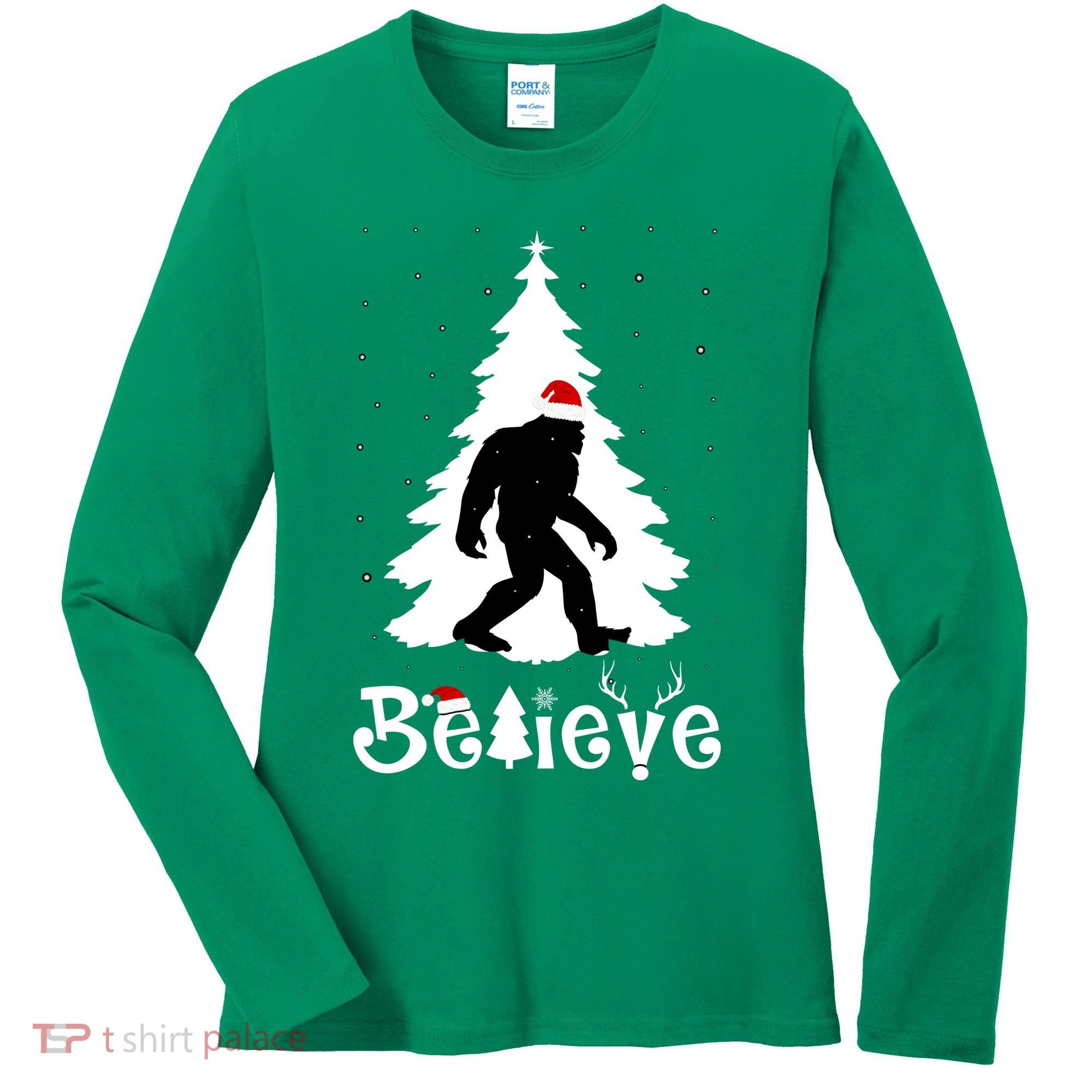 Funny Believe In Sasquatch Christmas Women's Long Sleeve Shirt