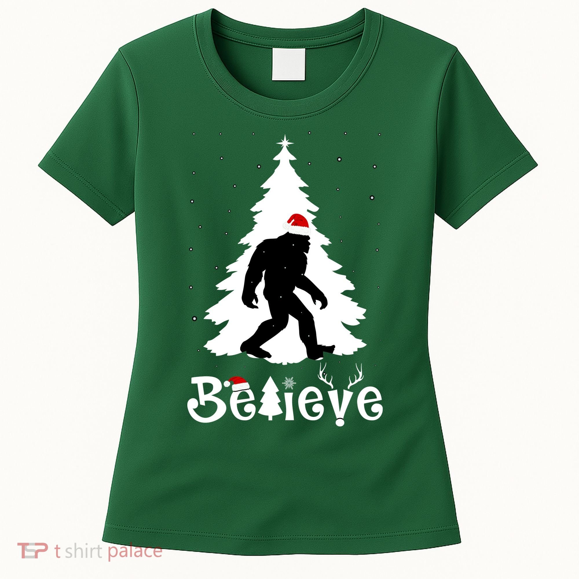 Funny Believe In Sasquatch Christmas Women's T-Shirt