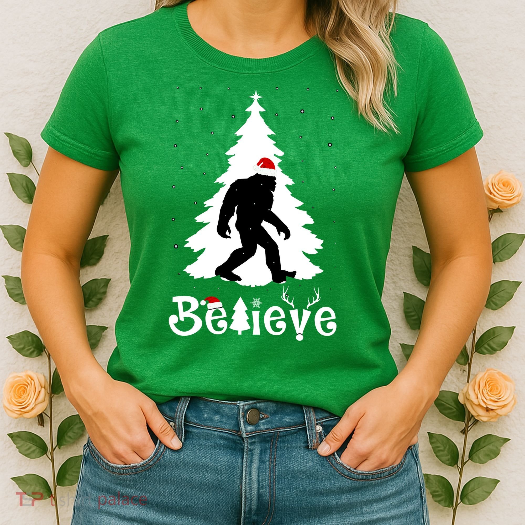 Funny Believe In Sasquatch Christmas Women's T-Shirt