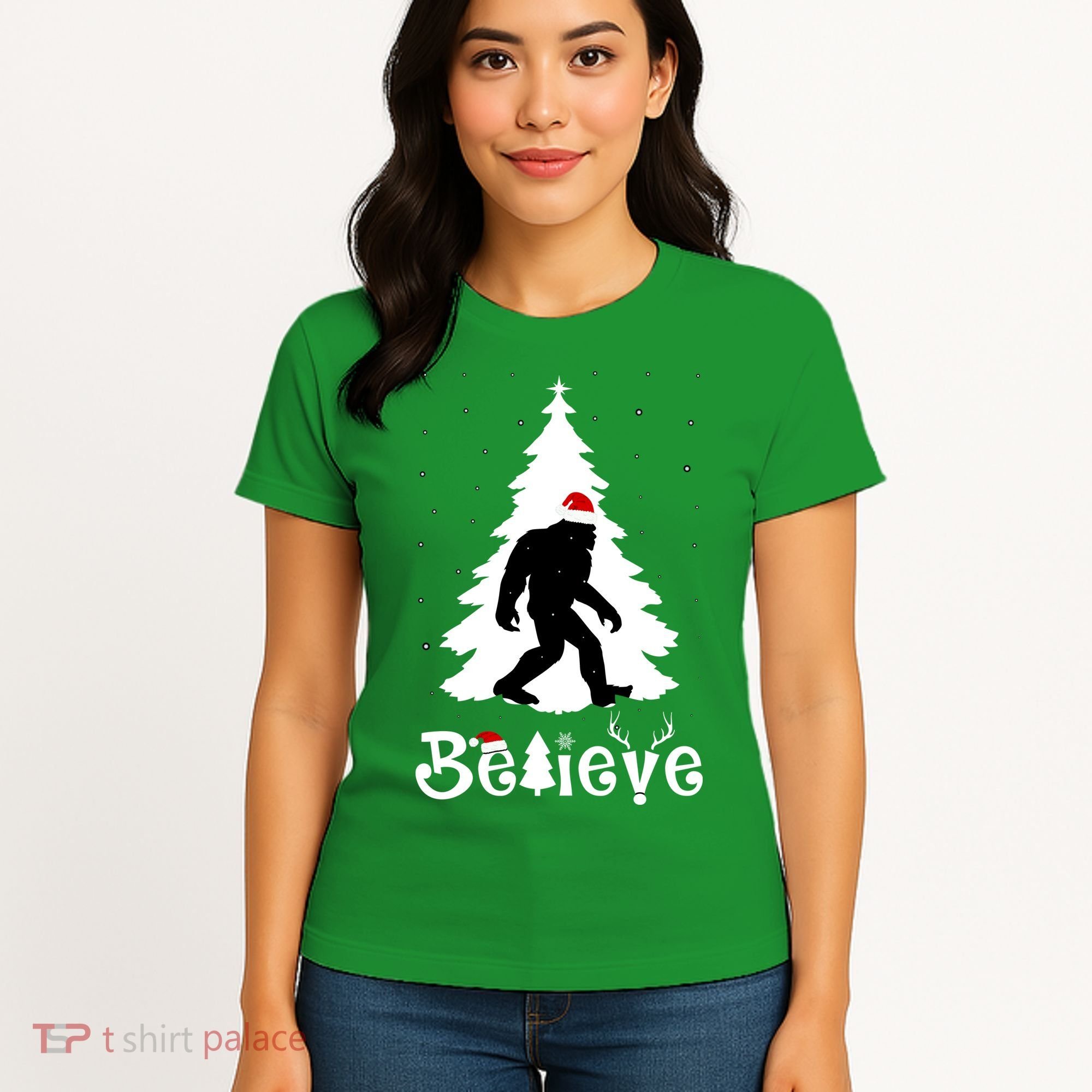 Funny Believe In Sasquatch Christmas Women's T-Shirt