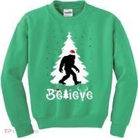 Funny Believe In Sasquatch Christmas Kids Sweatshirt thumb 0