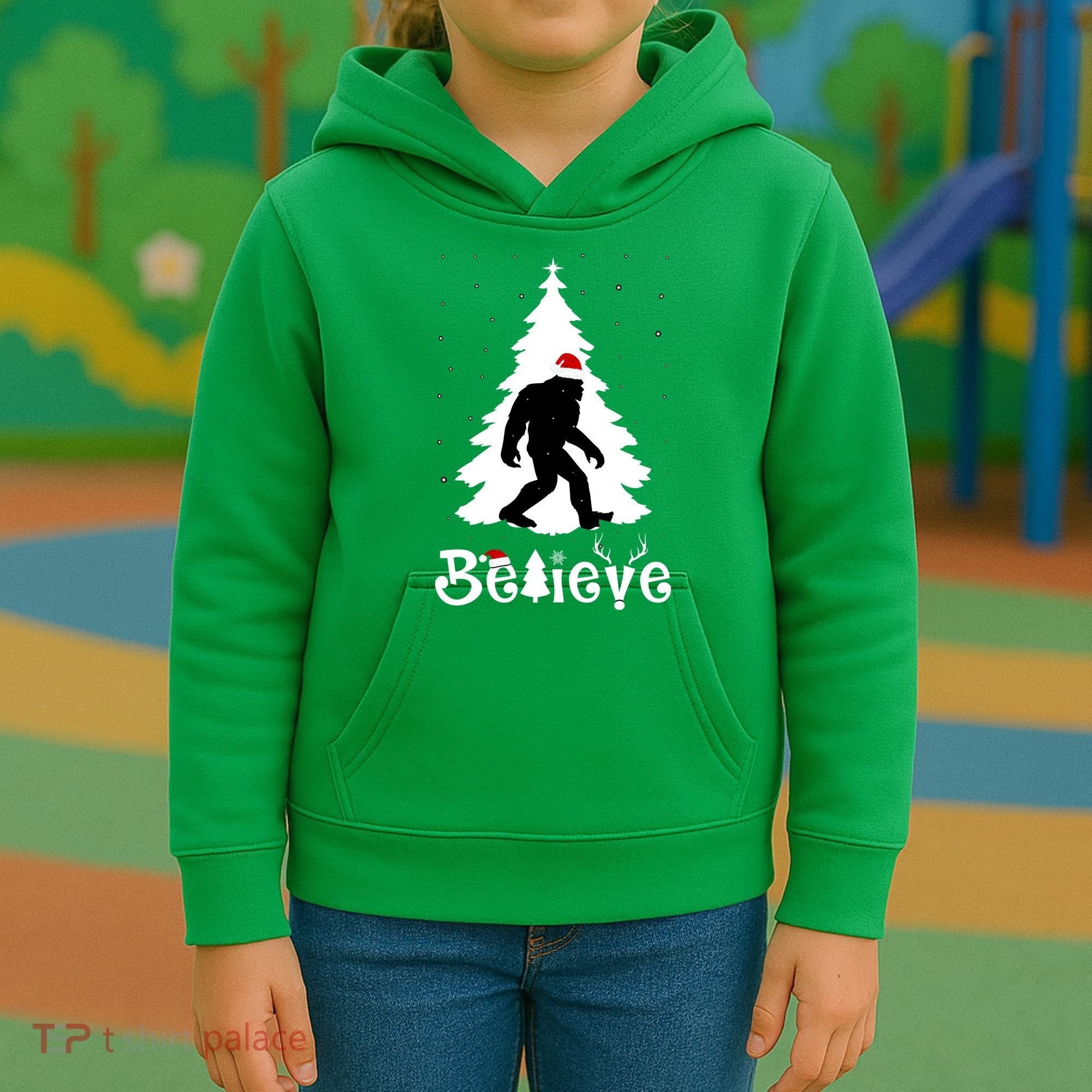 Funny Believe In Sasquatch Christmas Kids Hoodie