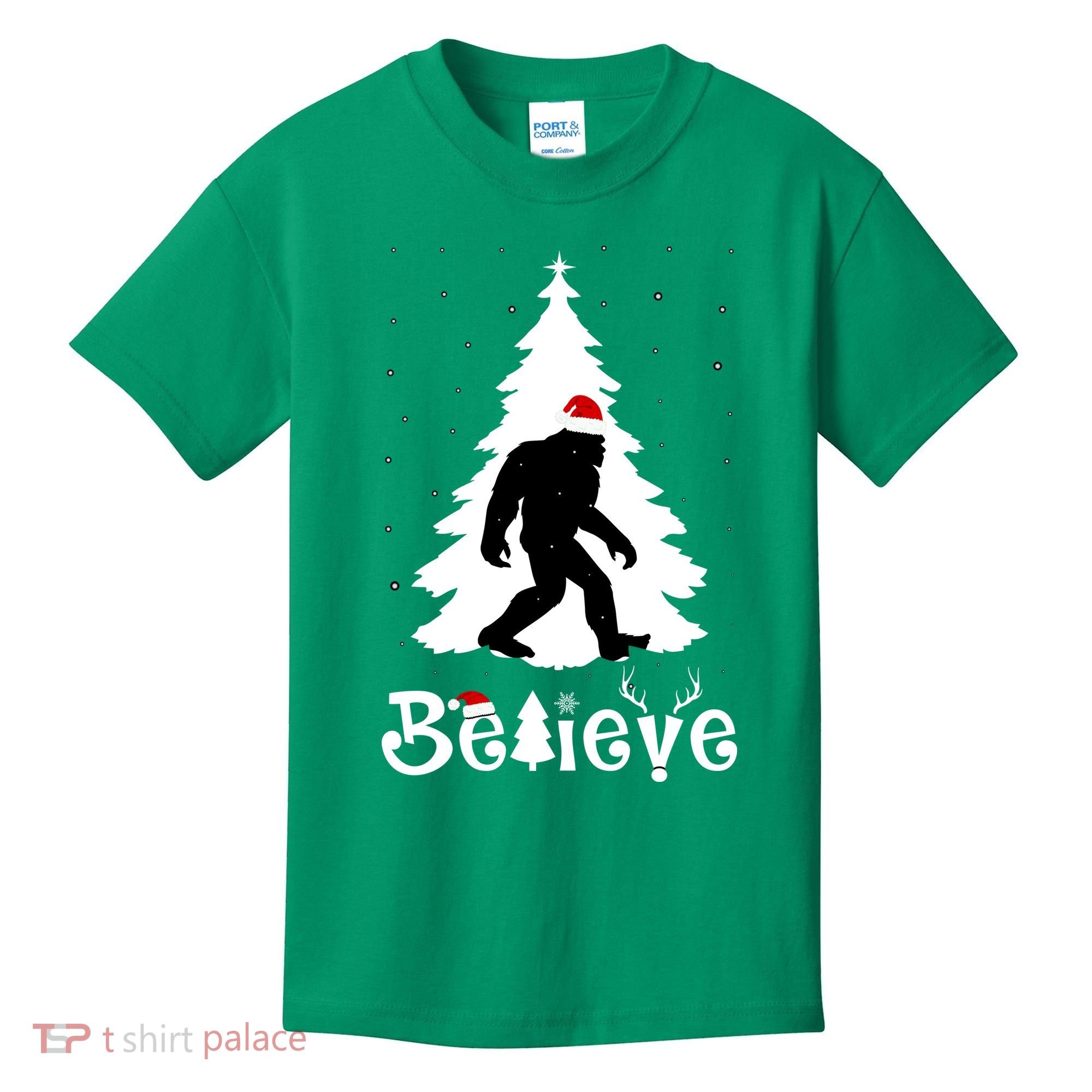 Funny Believe In Sasquatch Christmas Kids T-Shirt