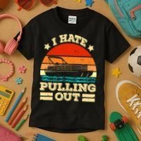 Funny Boat I Hate Pulling Out Pontoon Captain Kids T-Shirt thumb 3
