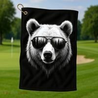 Funny Bear In Sunglasses Bears Golf Towel thumb 1