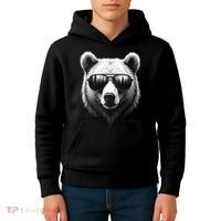 Funny Bear In Sunglasses Bears Kids Hoodie thumb 4