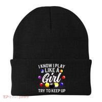 Funny Billiards I Know I Play Like A Girl Pool Billiard Player Gift Beanie thumb 0