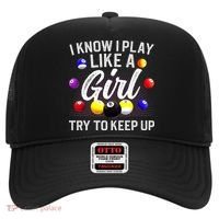 Funny Billiards I Know I Play Like A Girl Pool Billiard Player Gift Hat thumb 0
