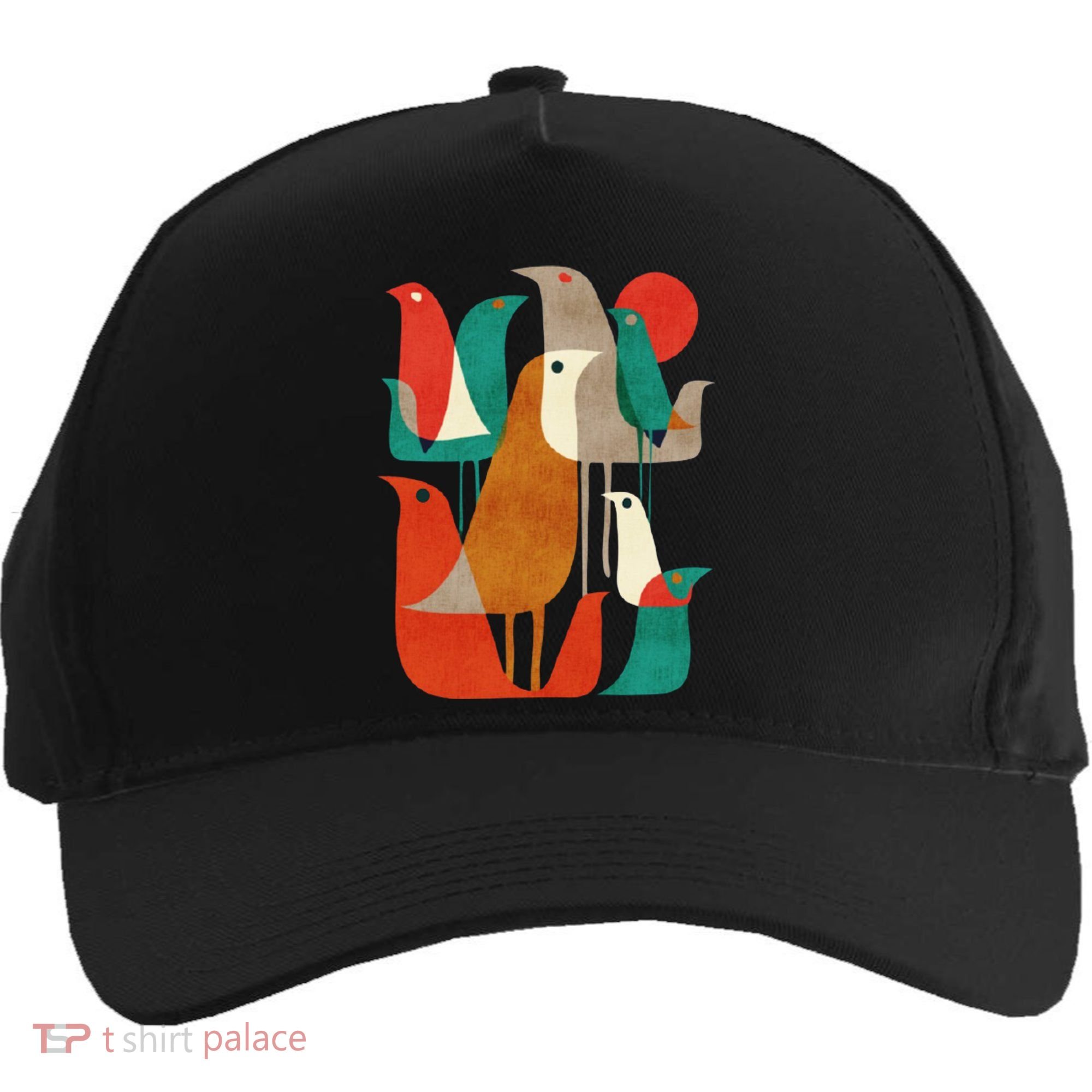 Flock Bird Illustration Five-Panel Snapback Cap
