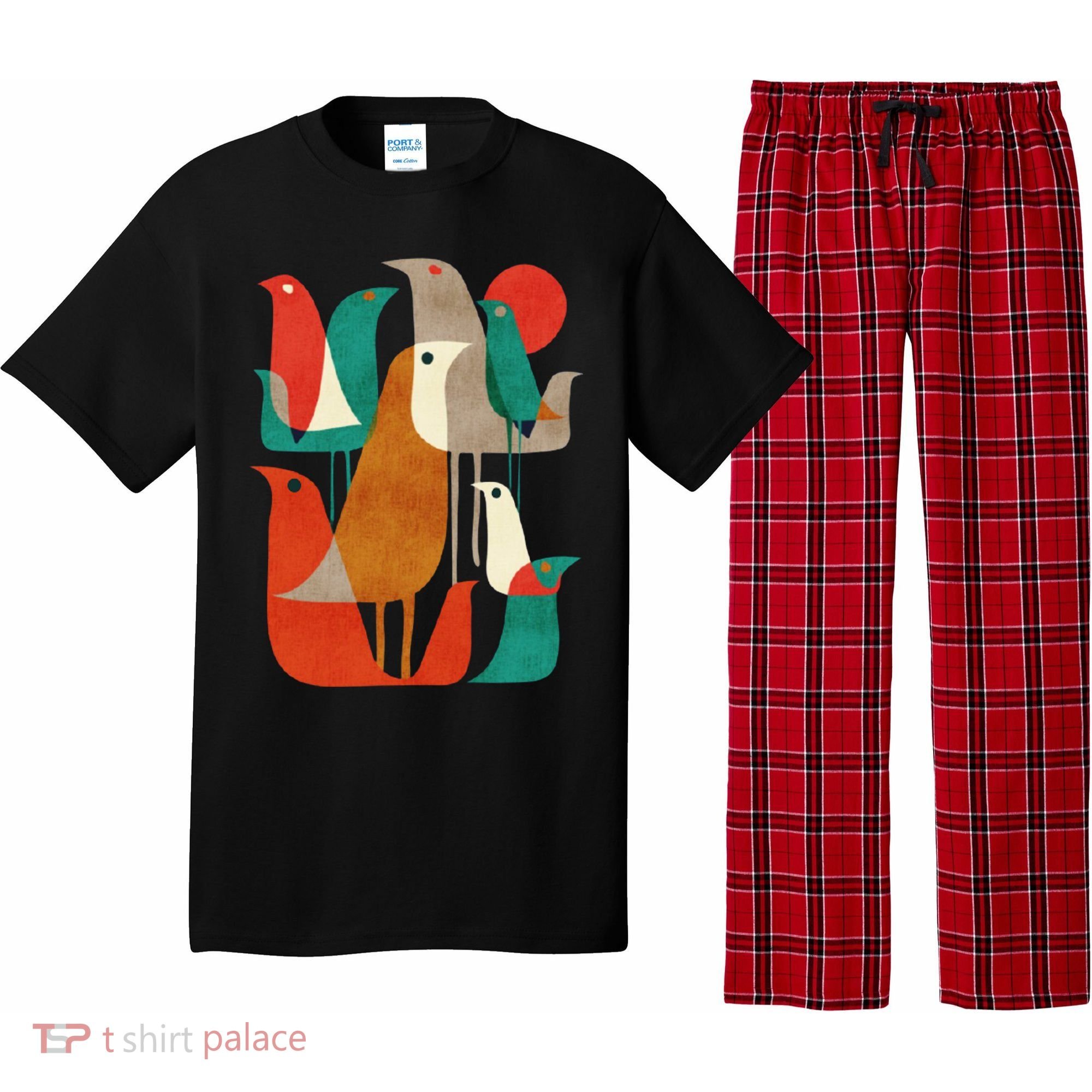 Flock Bird Illustration Pajama Set