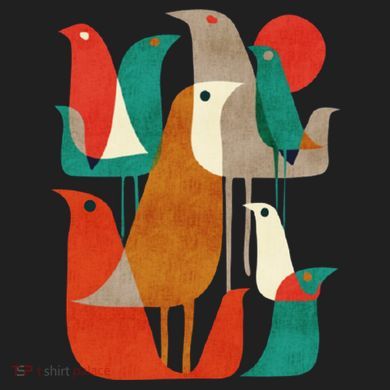 Flock Bird Illustration Urban Oversized Heavyweight T-Shirt