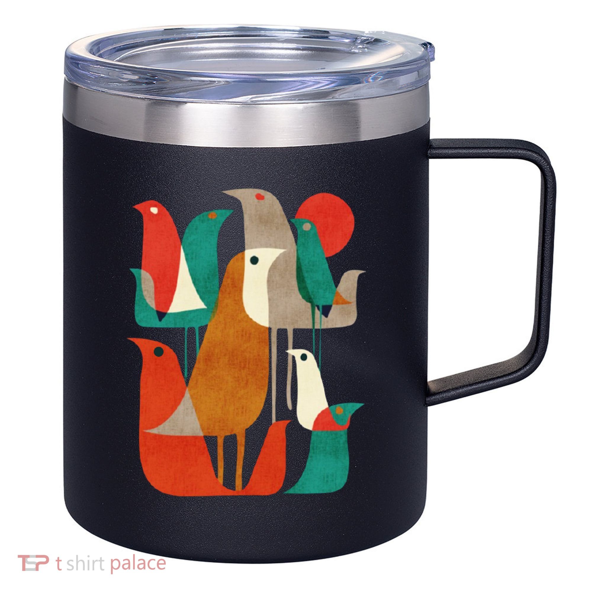 Flock Bird Illustration 12oz Stainless Steel Coffee Mug