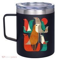 Flock Bird Illustration 12oz Stainless Steel Coffee Mug thumb 2