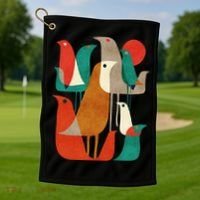 Flock Bird Illustration Golf Towel thumb 1